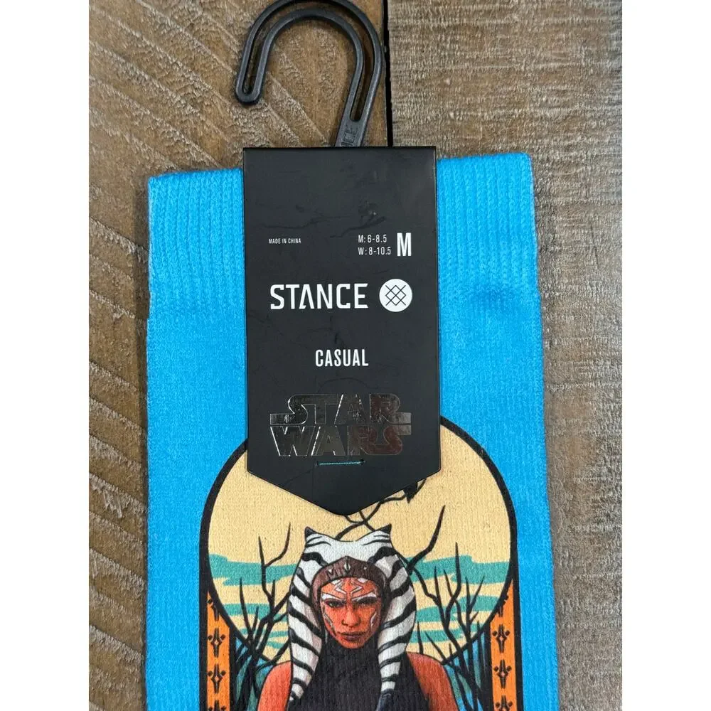 Stance Adult Blue Crew Polyester Cushion Star Wars Ahsoka Tano Casual Socks Sz M